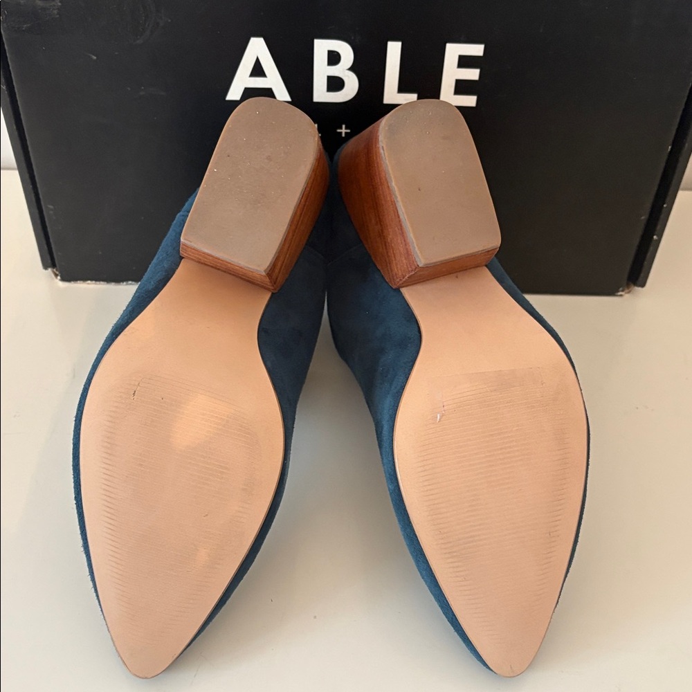 Able Local + Global Rojas Blue Suede Mule Size 9.5 New from Anthropologie - Picture 6 of 6
